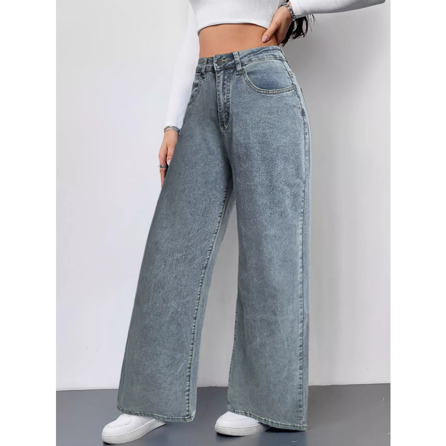 Wide Leg High Waist Jeans Apparel and Accessories