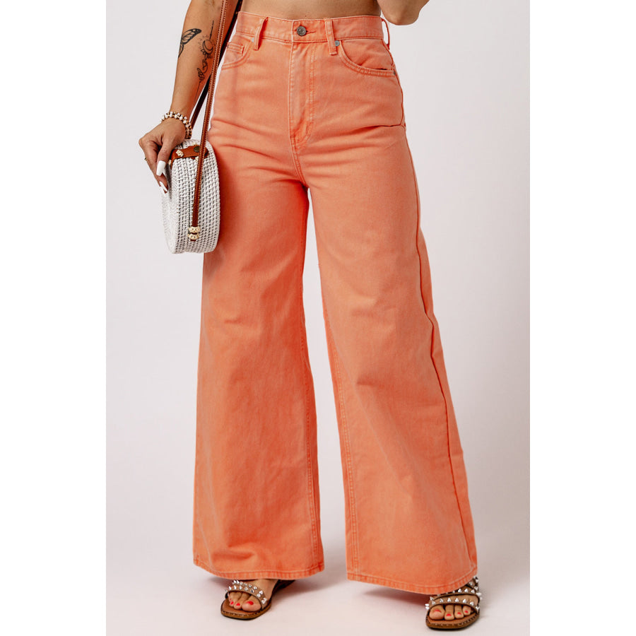 Wide Leg High Waist Jeans Sherbet / 6 Apparel and Accessories