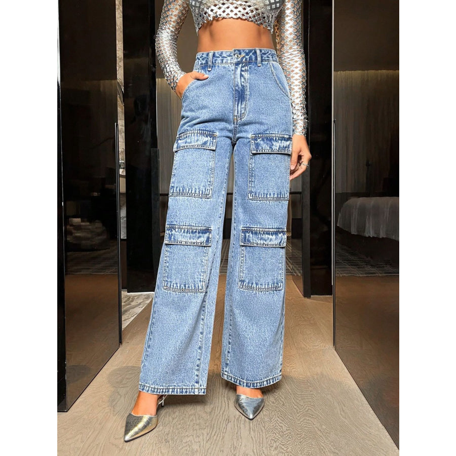 Wide Leg High Waist Jeans with Pockets Light / XS Apparel and Accessories