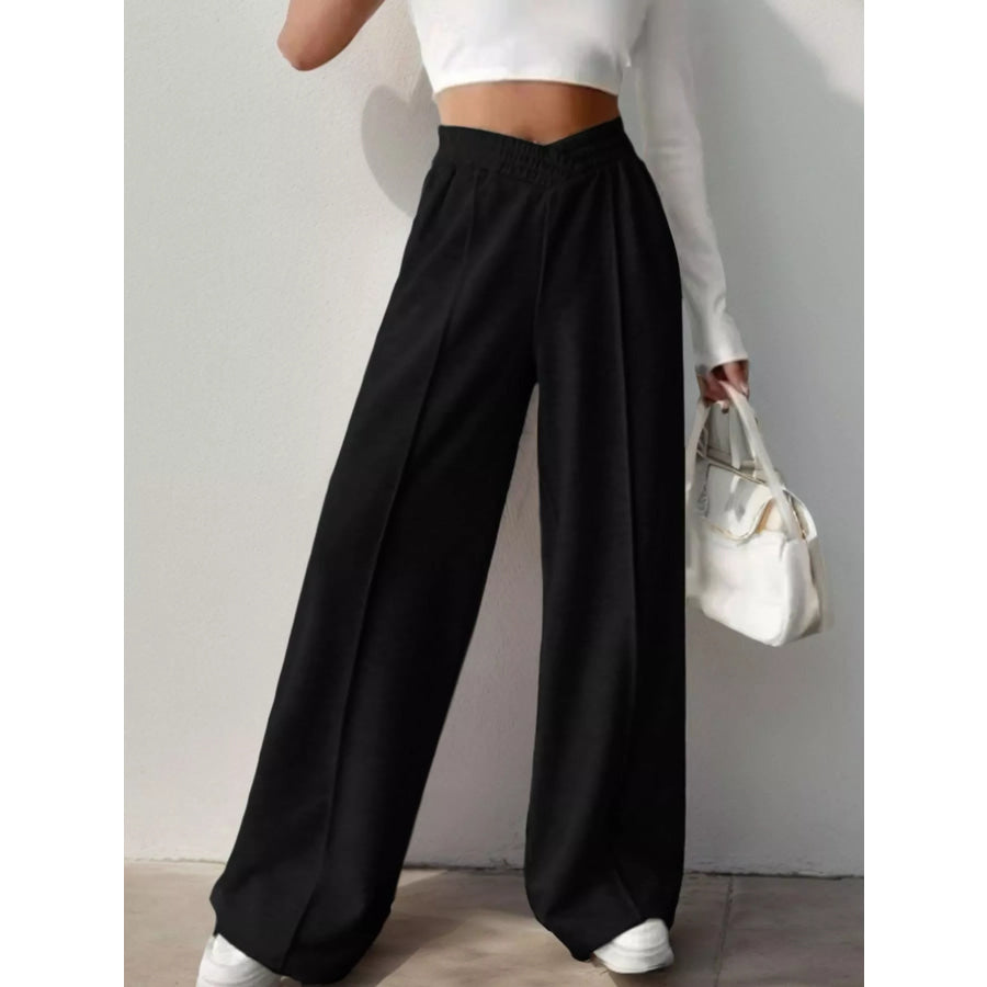 Wide Leg High Waist Pants Black / S Apparel and Accessories