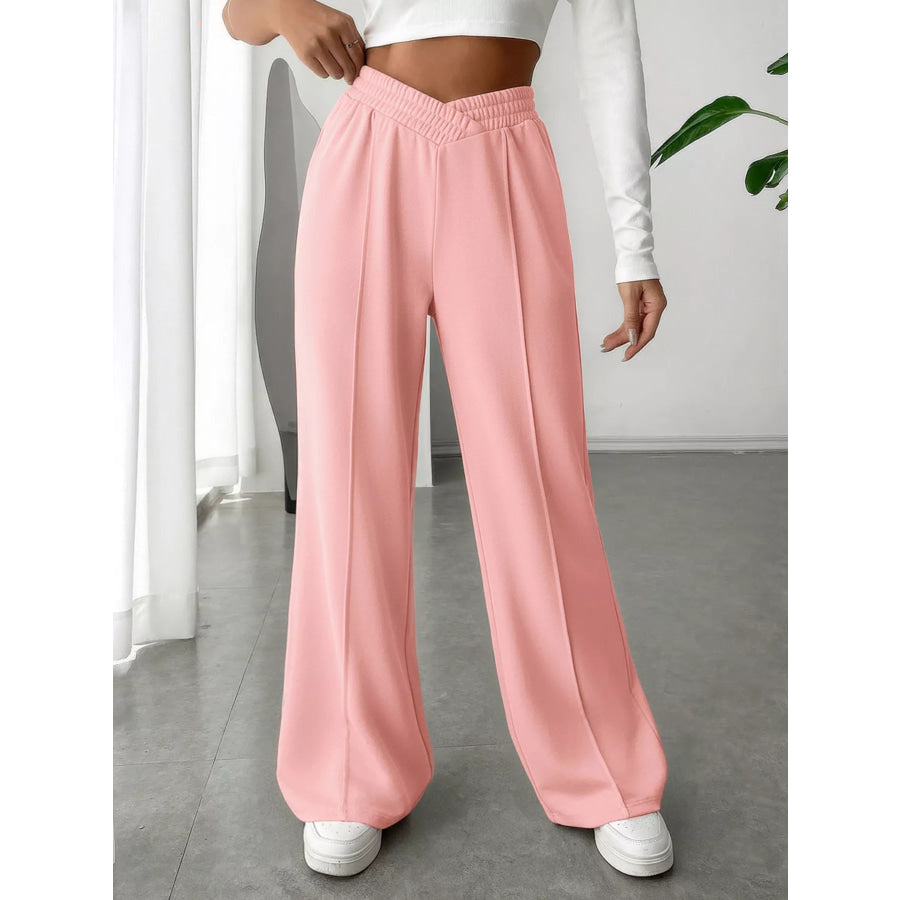 Wide Leg High Waist Pants Blush Pink / S Apparel and Accessories