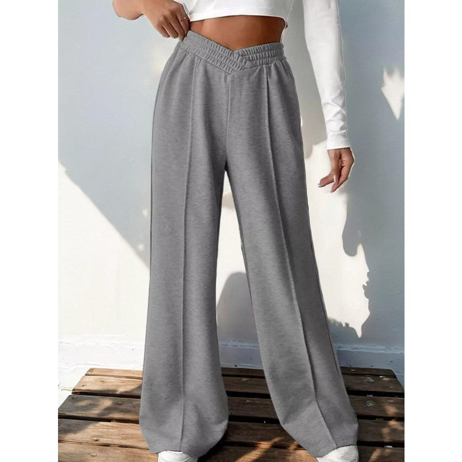 Wide Leg High Waist Pants Gray / S Apparel and Accessories
