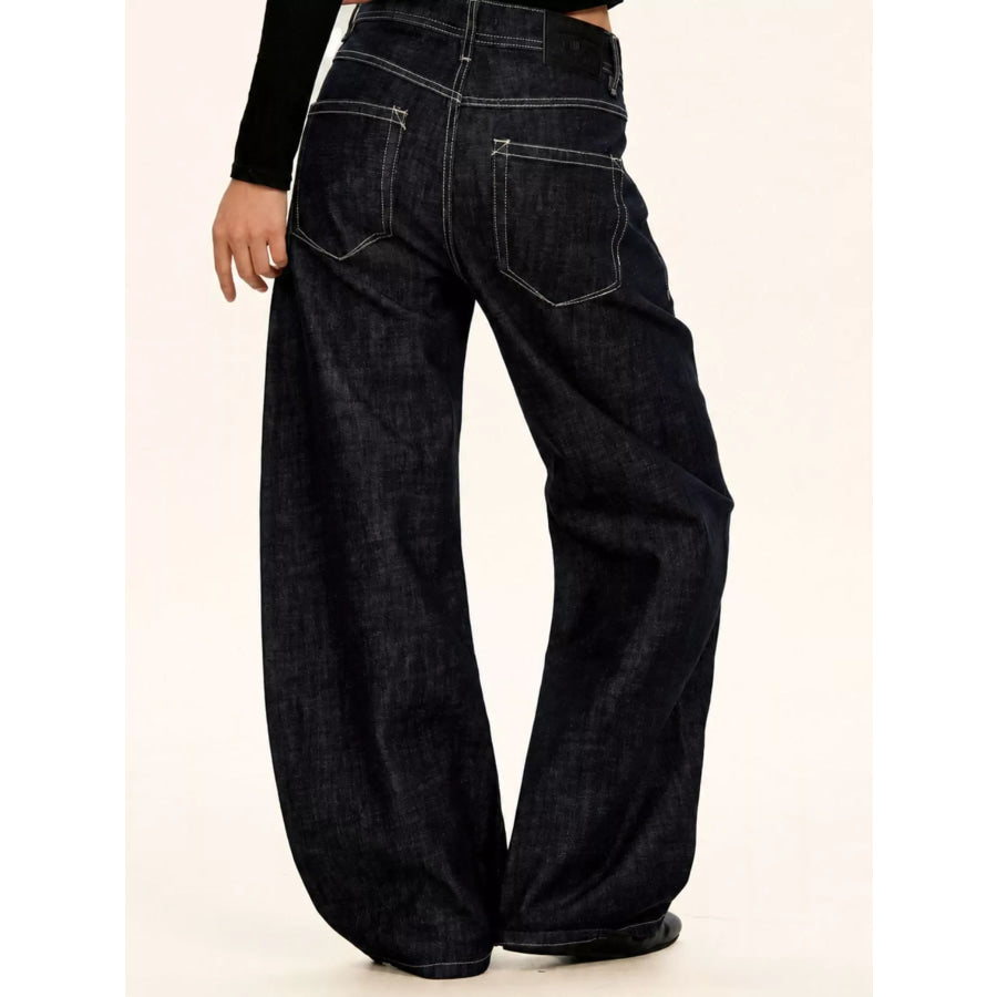 Wide-Leg Jeans Raw Denim Blue-Slightly Stiff Feel / S Apparel and Accessories
