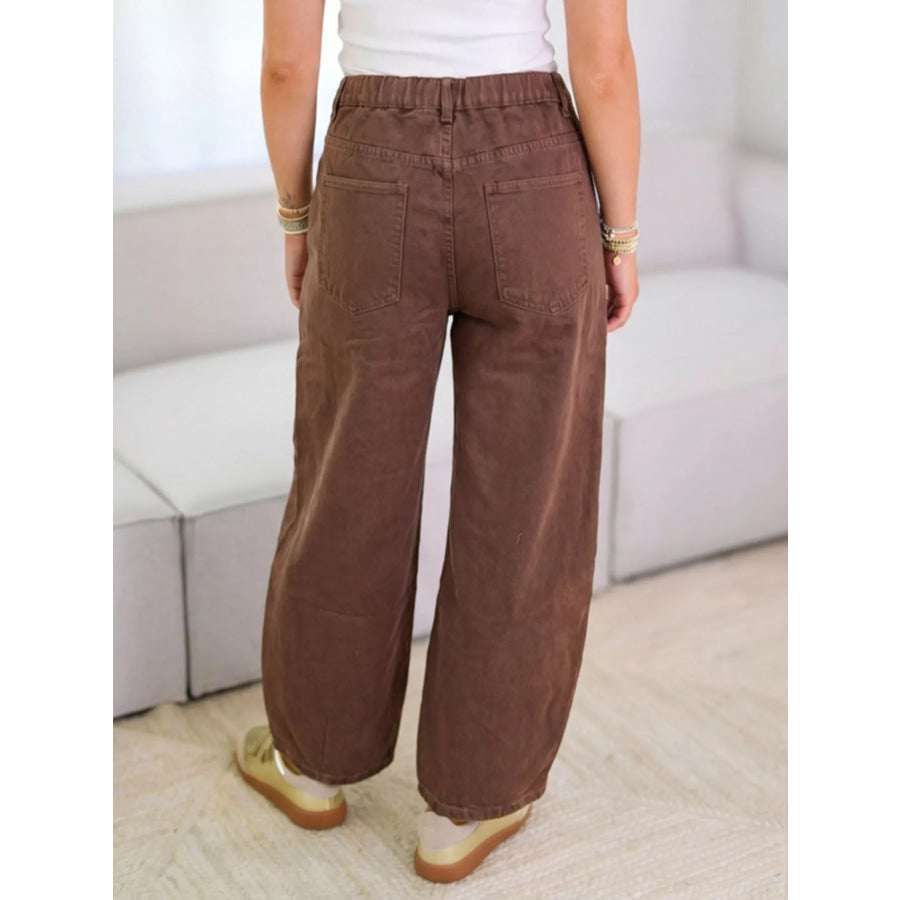 Wide-Leg Jeans with Front Patch Pockets Apparel and Accessories
