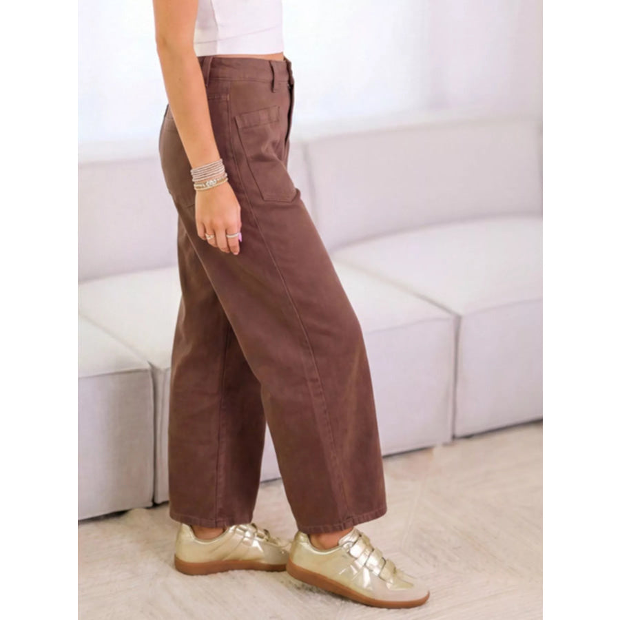 Wide-Leg Jeans with Front Patch Pockets Apparel and Accessories