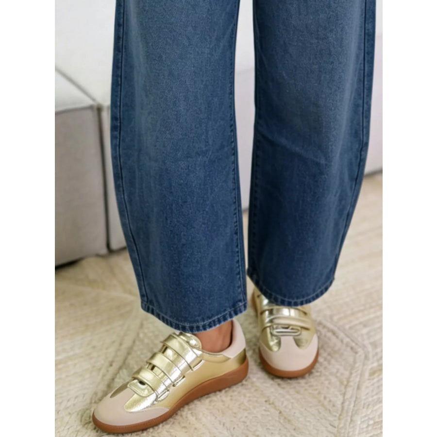 Wide-Leg Jeans with Front Patch Pockets Apparel and Accessories