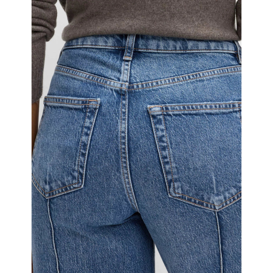 Wide Leg Jeans with Front Seam Detail Apparel and Accessories