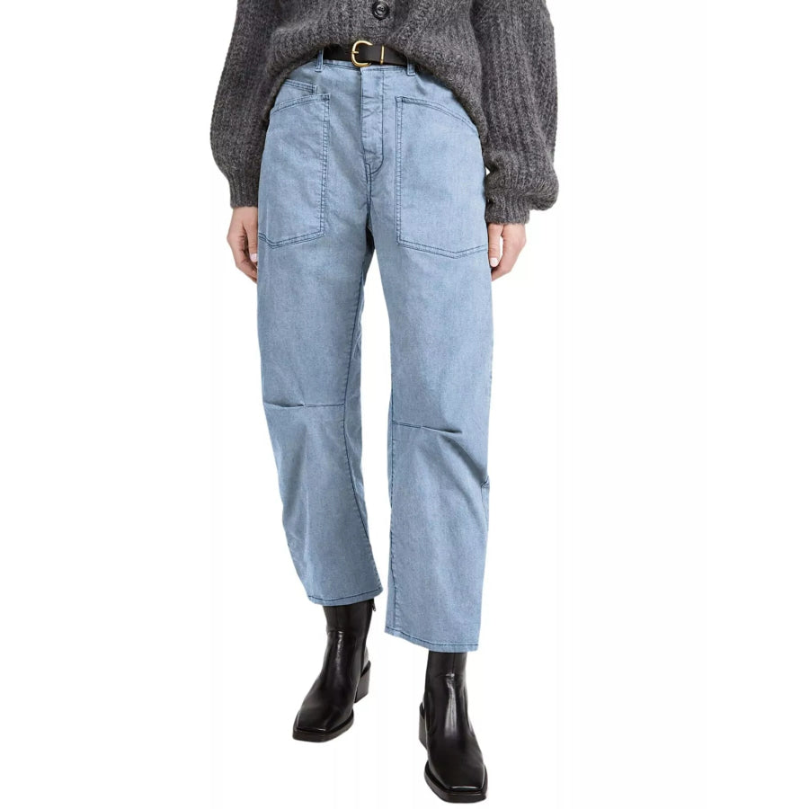 Wide-Leg Jeans with Patch Pockets Apparel and Accessories