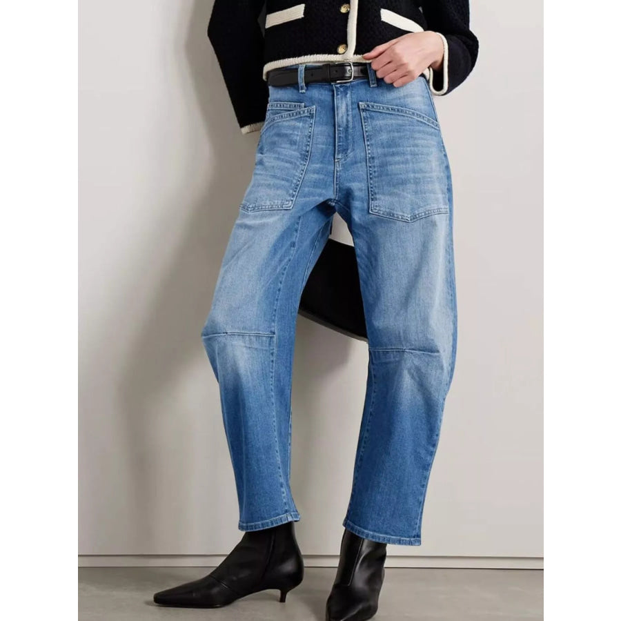 Wide-Leg Jeans with Patch Pockets Apparel and Accessories