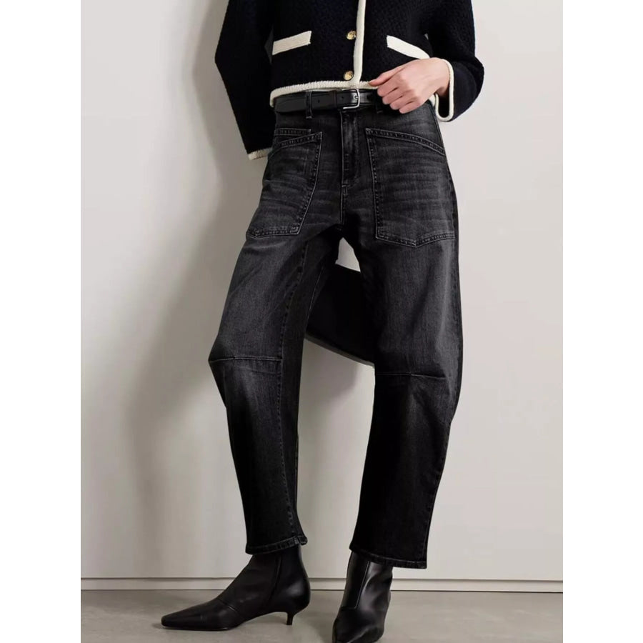 Wide-Leg Jeans with Patch Pockets Apparel and Accessories