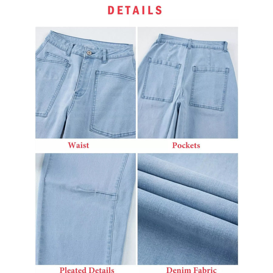 Wide-Leg Jeans with Patch Pockets Apparel and Accessories