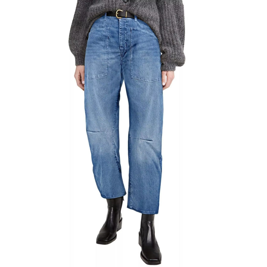 Wide-Leg Jeans with Patch Pockets Apparel and Accessories