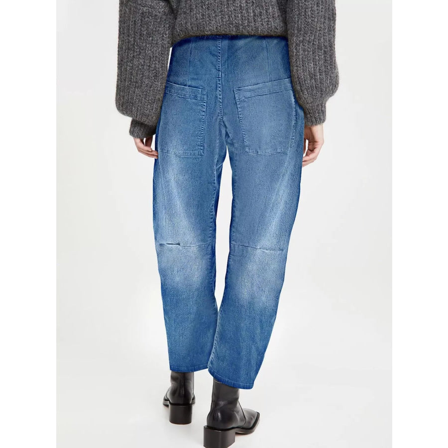 Wide-Leg Jeans with Patch Pockets Apparel and Accessories