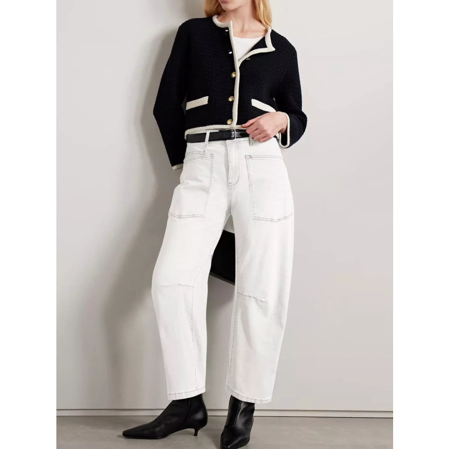 Wide-Leg Jeans with Patch Pockets Apparel and Accessories