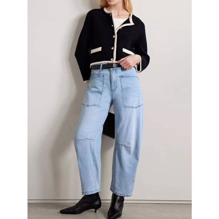 Wide-Leg Jeans with Patch Pockets Apparel and Accessories