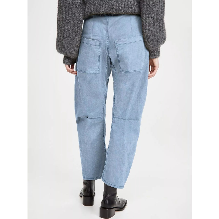 Wide-Leg Jeans with Patch Pockets Apparel and Accessories