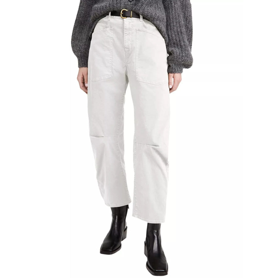 Wide-Leg Jeans with Patch Pockets White / S Apparel and Accessories