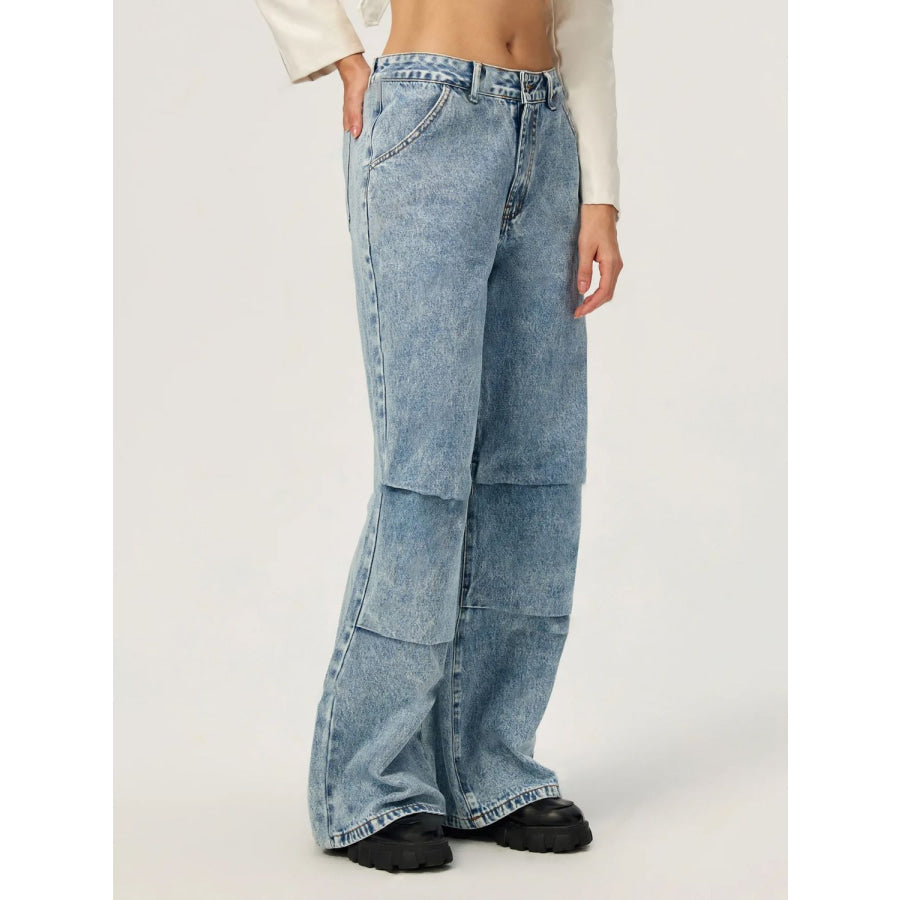 Wide Leg Jeans with Pockets Apparel and Accessories