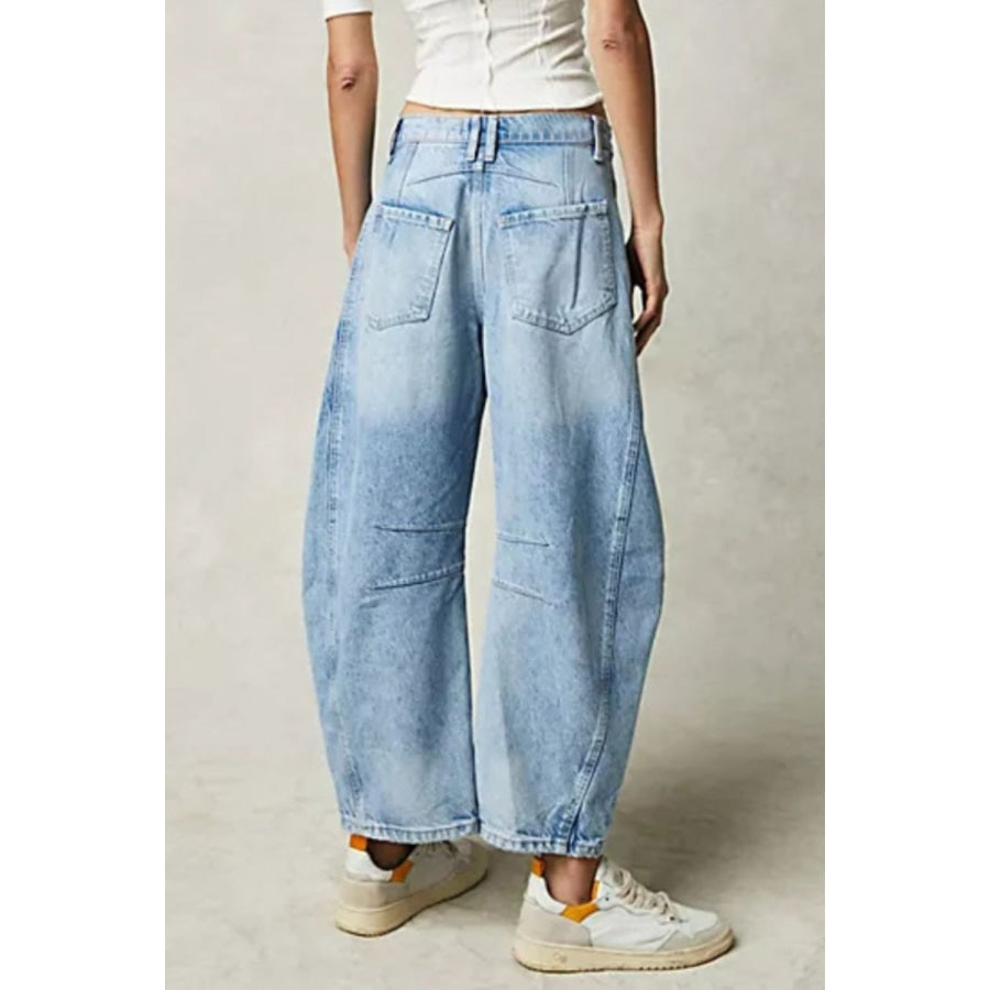 Wide Leg Jeans with Pockets Apparel and Accessories