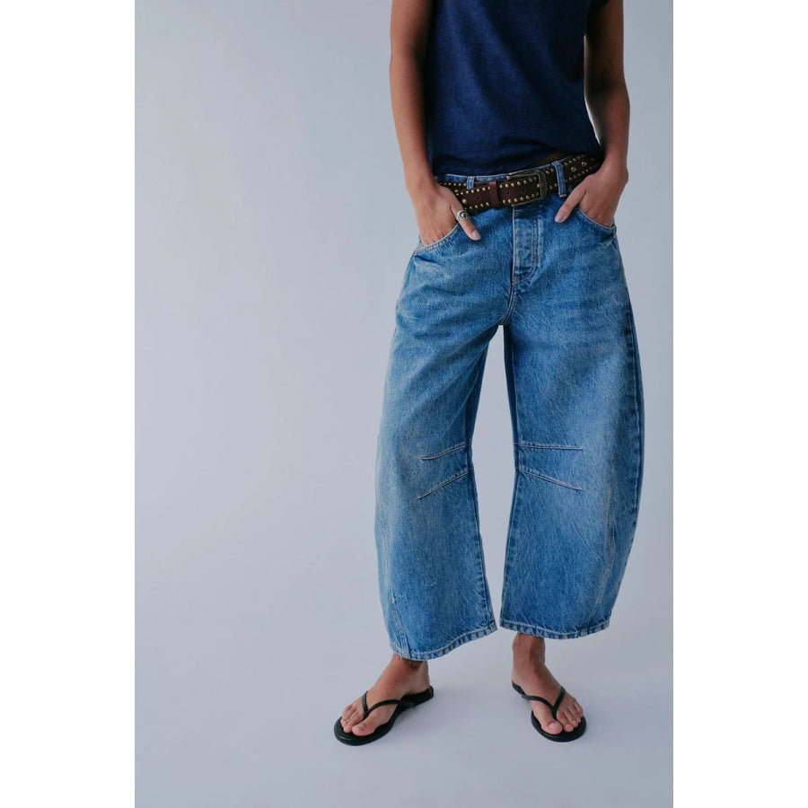 Wide Leg Jeans with Pockets Apparel and Accessories