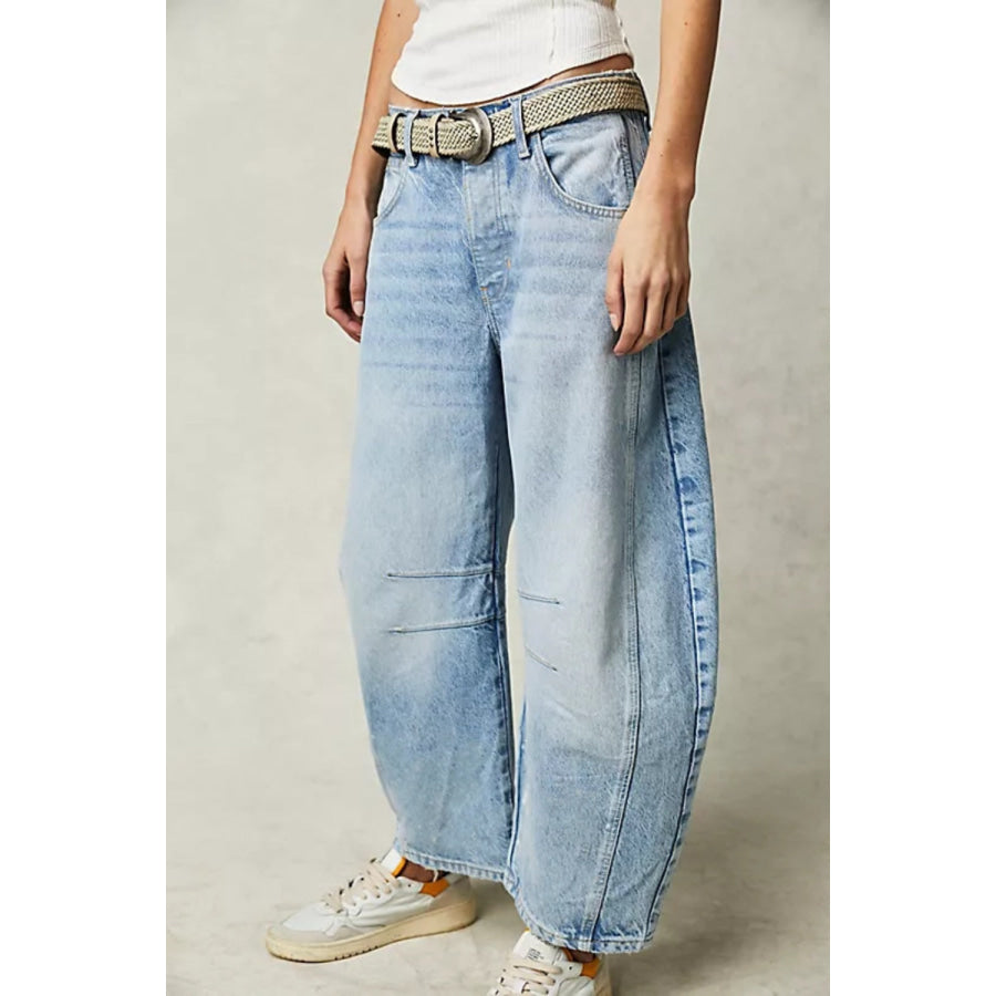 Wide Leg Jeans with Pockets Apparel and Accessories