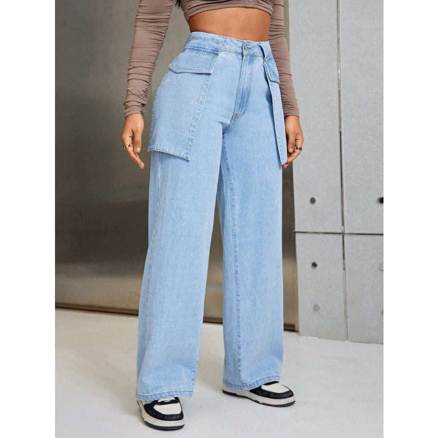 Wide Leg Jeans with Pockets Apparel and Accessories