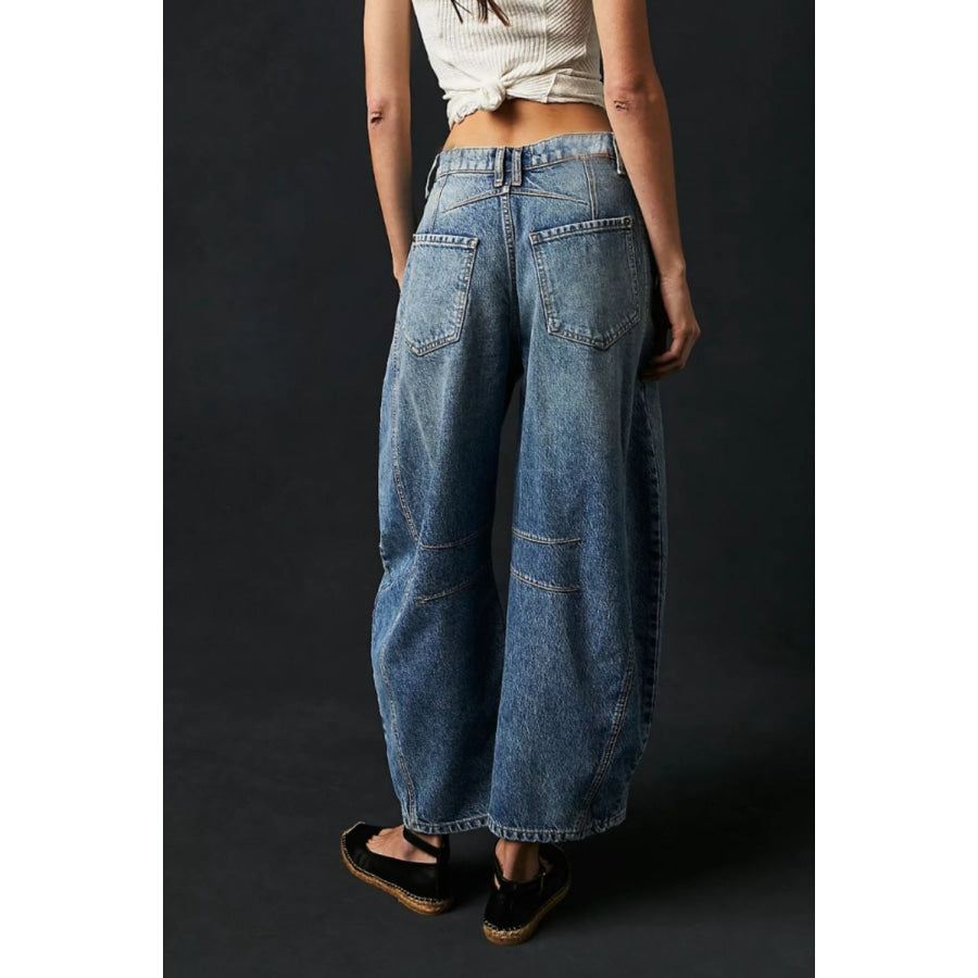 Wide Leg Jeans with Pockets Apparel and Accessories