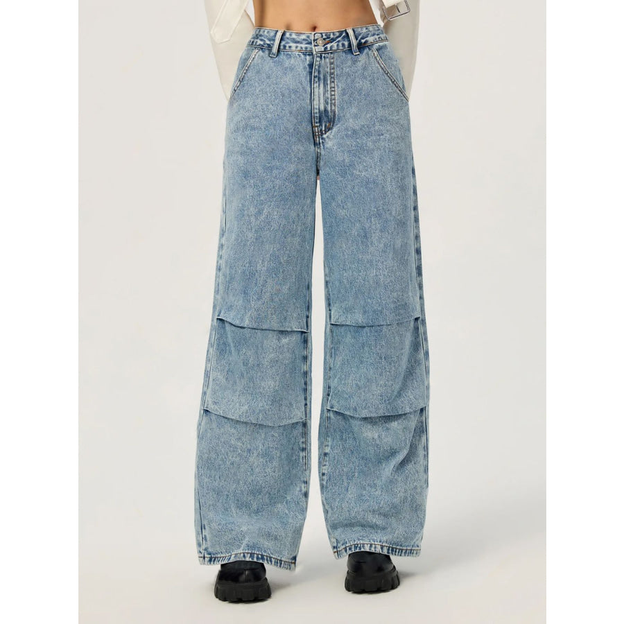 Wide Leg Jeans with Pockets Apparel and Accessories