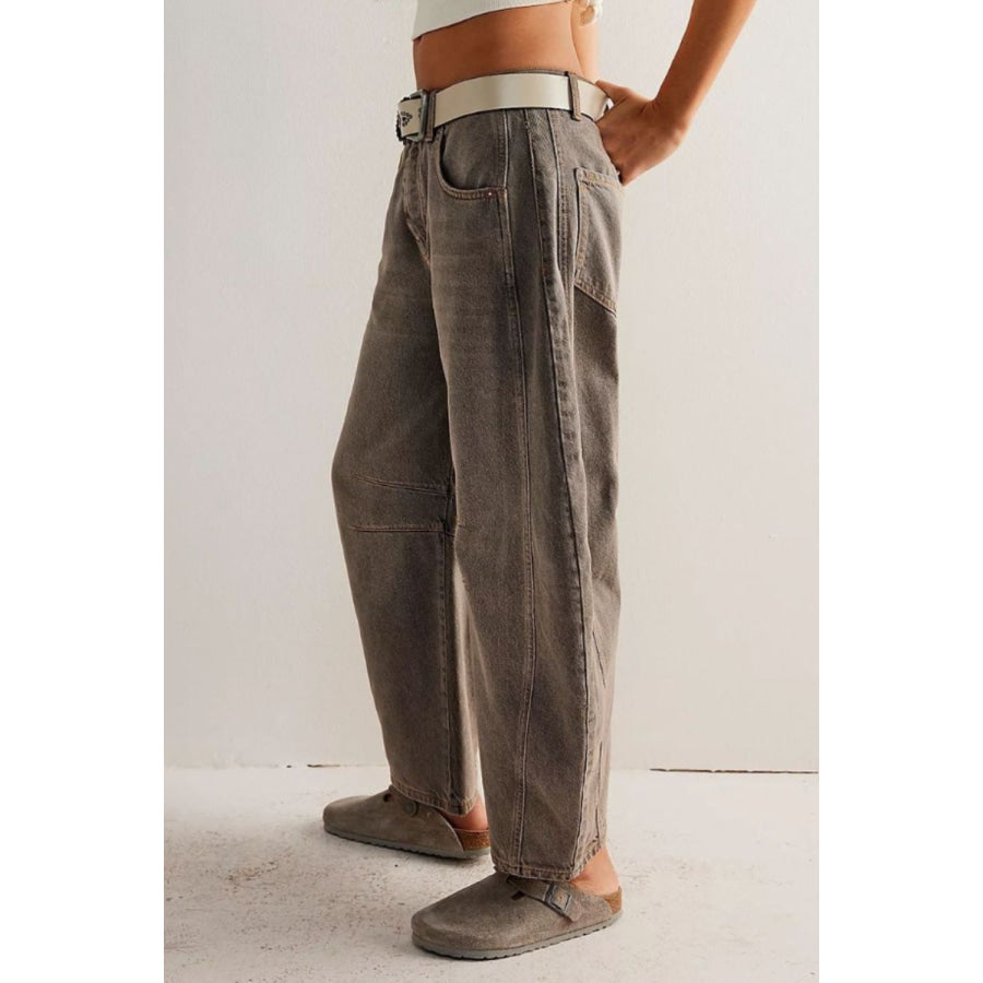 Wide Leg Jeans with Pockets Apparel and Accessories