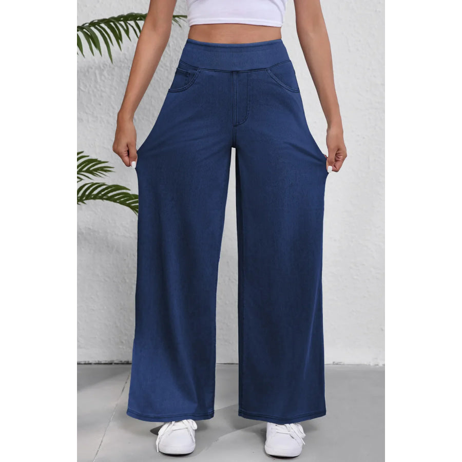 Wide Leg Jeans with Pockets Apparel and Accessories