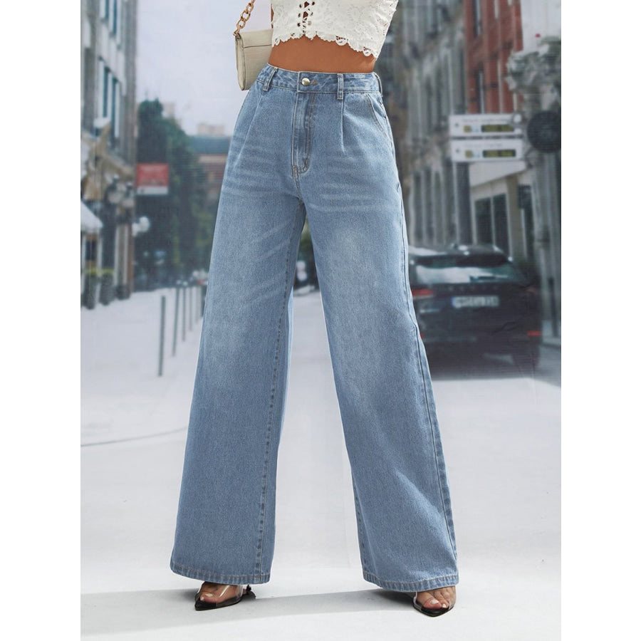 Wide Leg Jeans with Pockets Apparel and Accessories