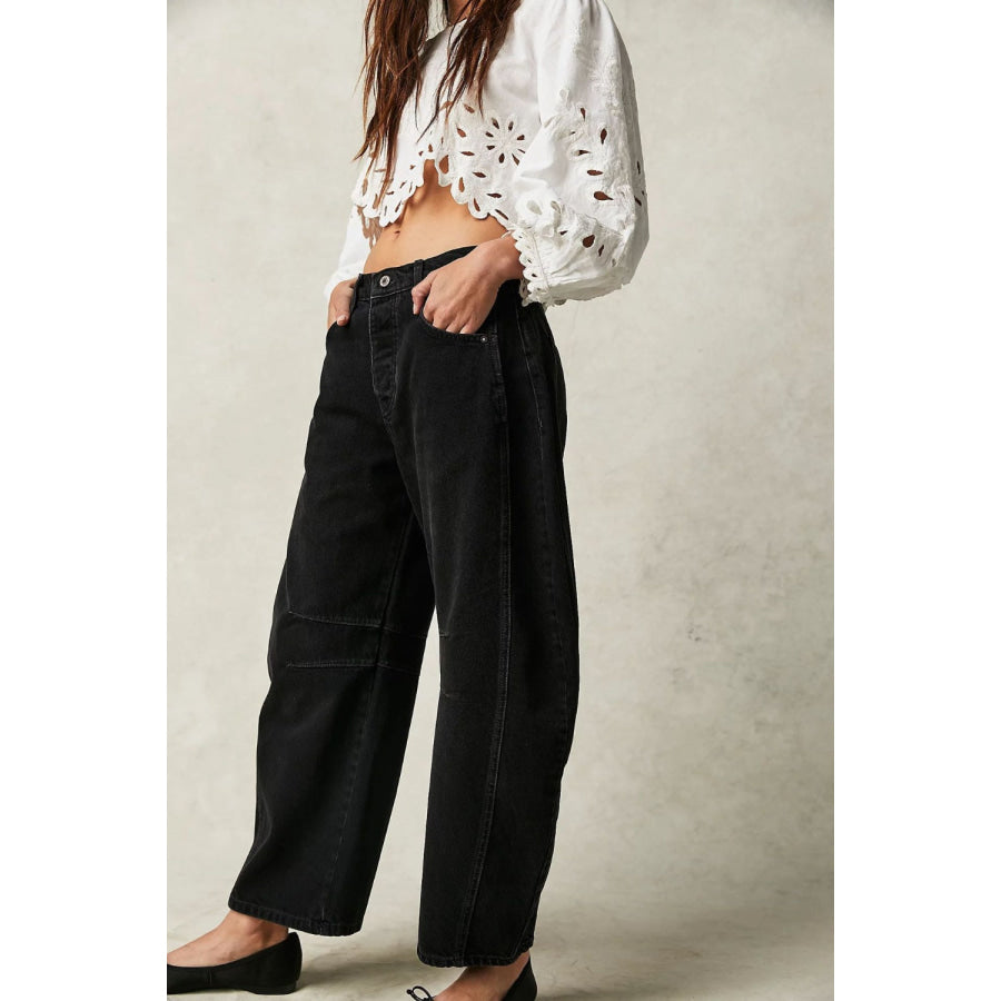 Wide Leg Jeans with Pockets Apparel and Accessories