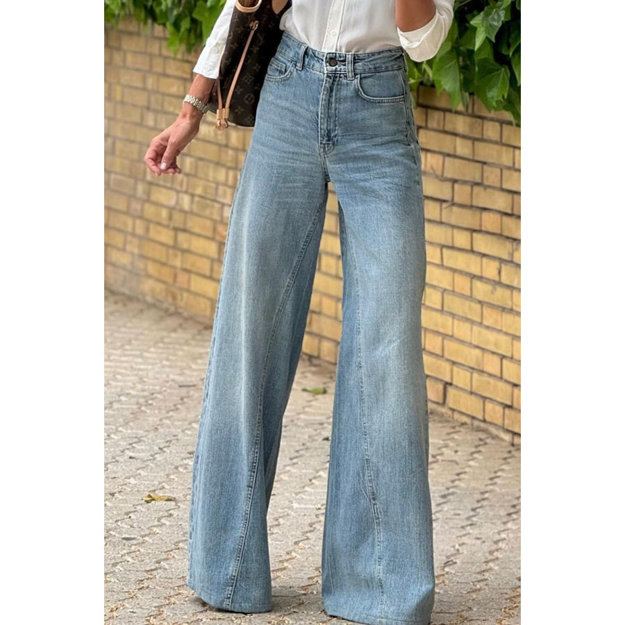 Wide Leg Jeans with Pockets Apparel and Accessories