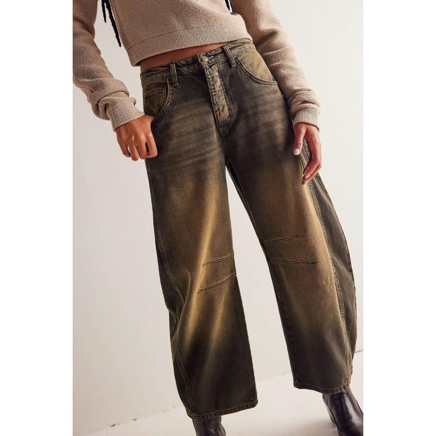 Wide Leg Jeans with Pockets Apparel and Accessories