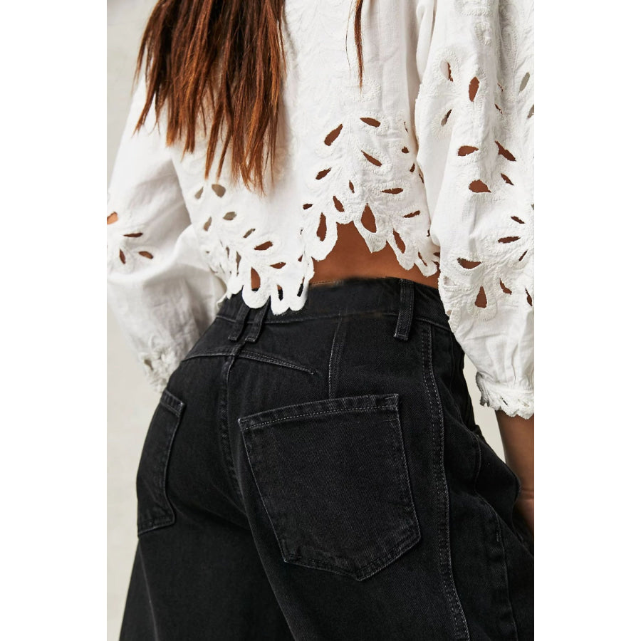 Wide Leg Jeans with Pockets Apparel and Accessories