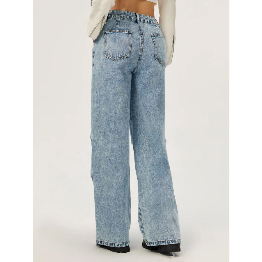 Wide Leg Jeans with Pockets Apparel and Accessories