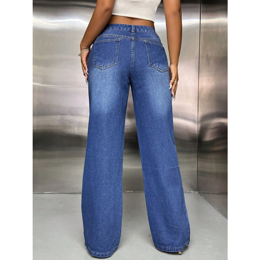 Wide Leg Jeans with Pockets Apparel and Accessories