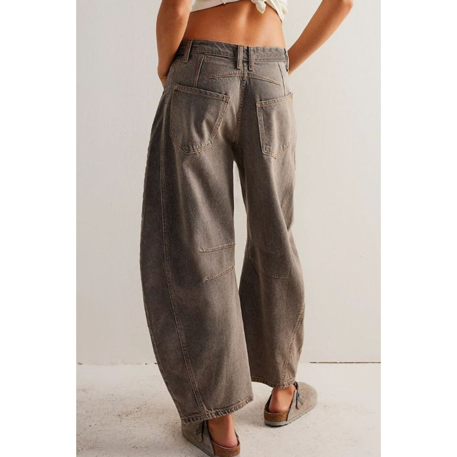 Wide Leg Jeans with Pockets Apparel and Accessories