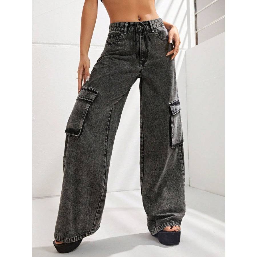 Wide Leg Jeans with Pockets Apparel and Accessories