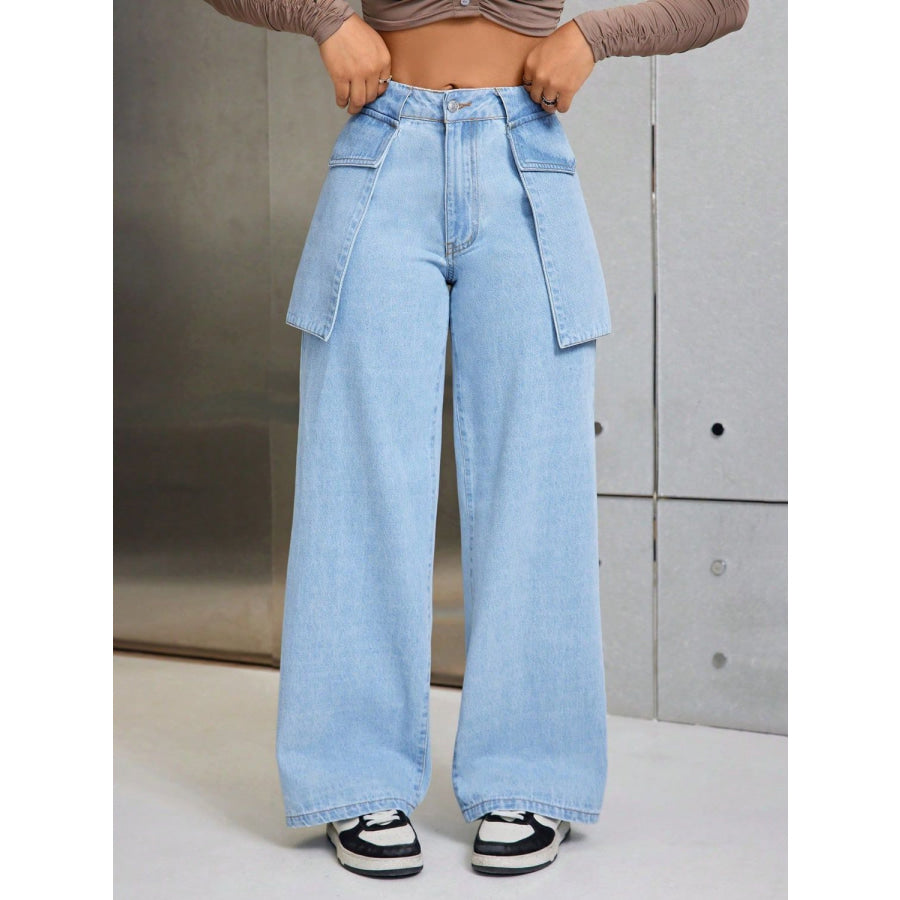 Wide Leg Jeans with Pockets Light / XS Apparel and Accessories