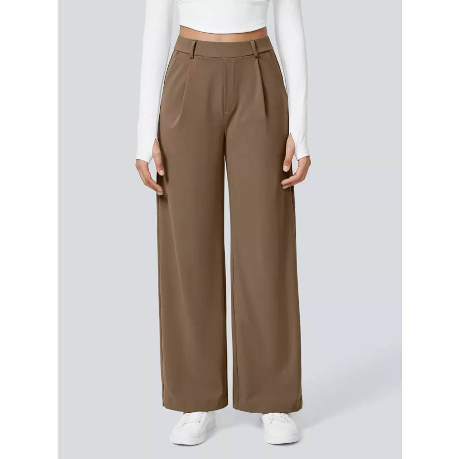 Wide Leg Pants Beige / S Apparel and Accessories