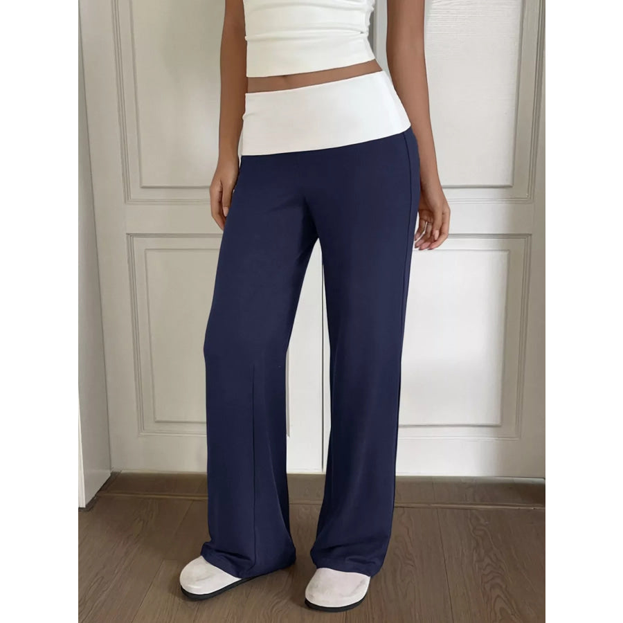 Wide Leg Pants Navy / S Apparel and Accessories