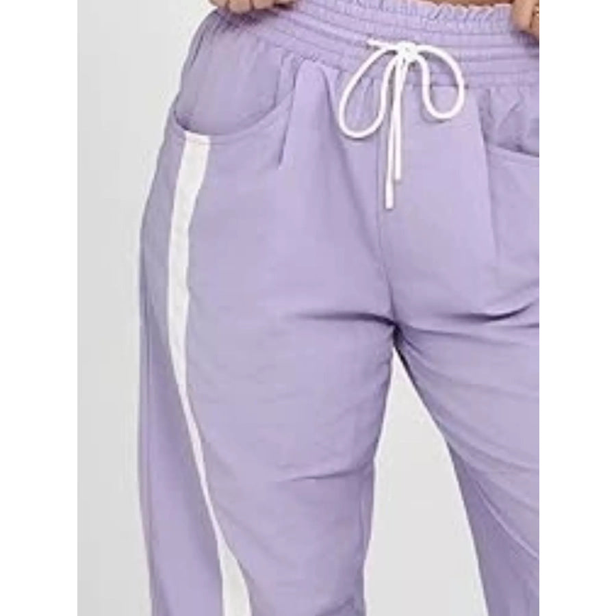 Wide-Leg Pants with Contrast Side Stripes Apparel and Accessories