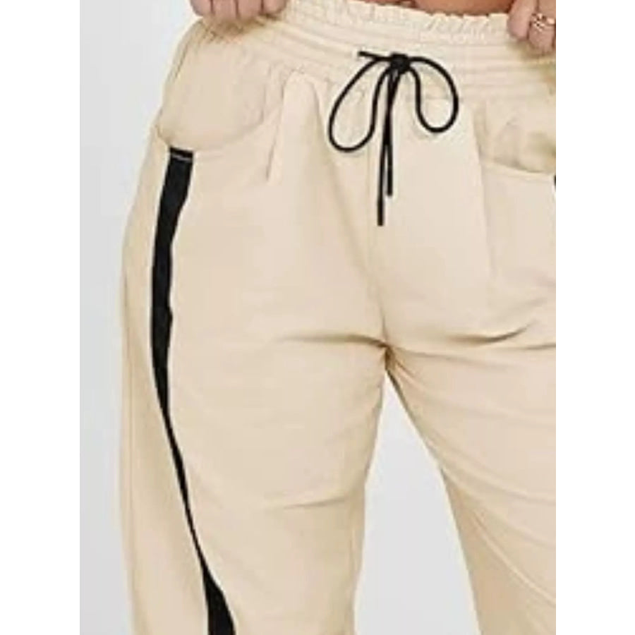 Wide-Leg Pants with Contrast Side Stripes Apparel and Accessories