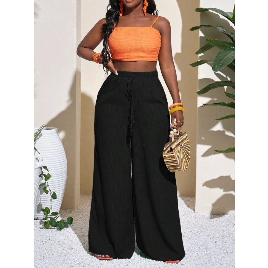 Wide-Leg Pants with Drawstring Apparel and Accessories