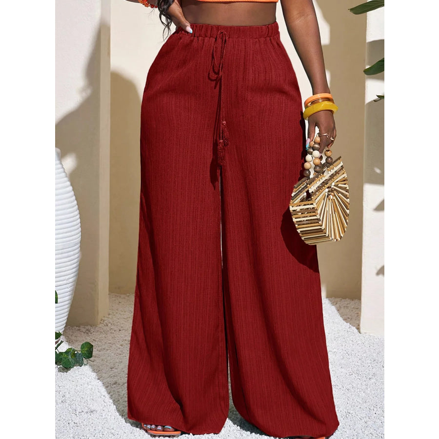 Wide-Leg Pants with Drawstring Apparel and Accessories
