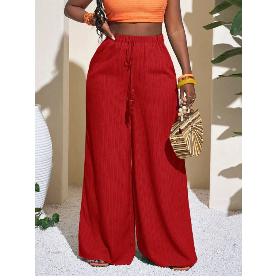 Wide-Leg Pants with Drawstring Apparel and Accessories