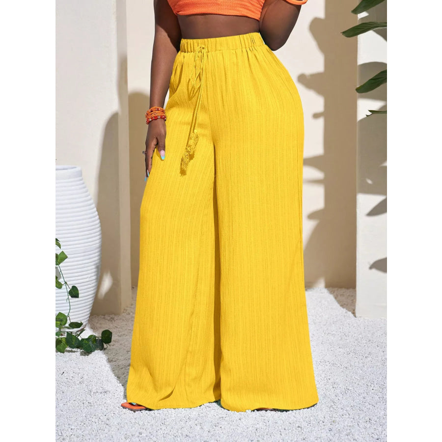 Wide-Leg Pants with Drawstring Apparel and Accessories