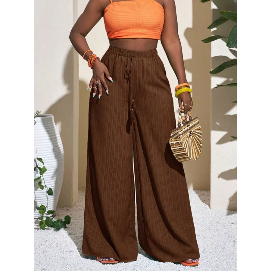 Wide-Leg Pants with Drawstring Apparel and Accessories