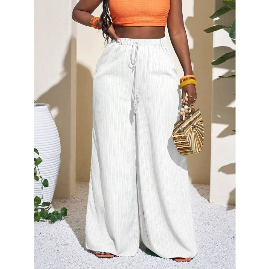 Wide-Leg Pants with Drawstring Apparel and Accessories